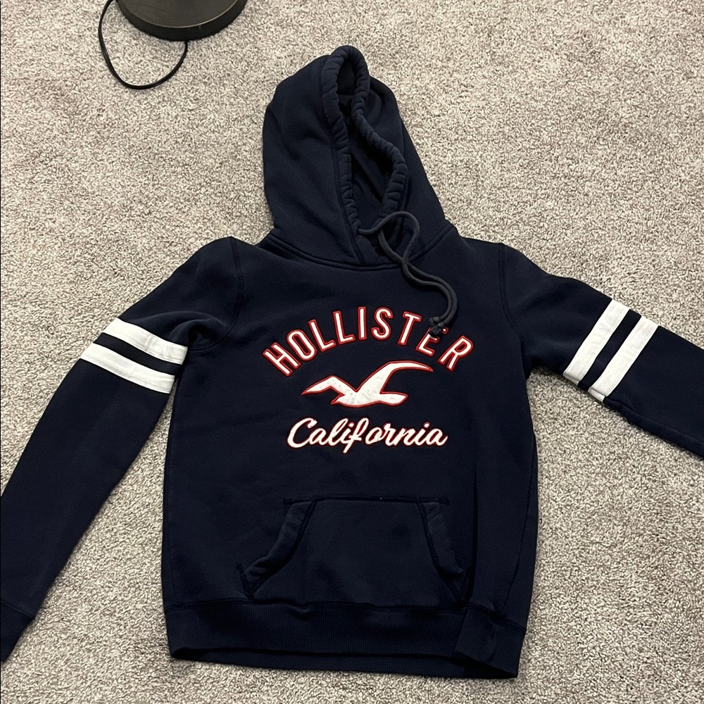 Hollister Dark Blue Hoodie with White Details